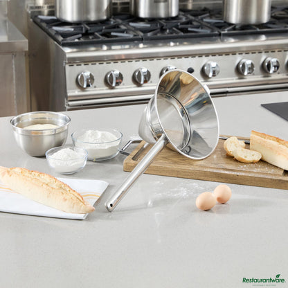 Wholesale Restaurantware Stainless Steel Bouillon / Chinois Strainer - Extra Fine Mesh - 22.8x10.2x7.5"- Bulk