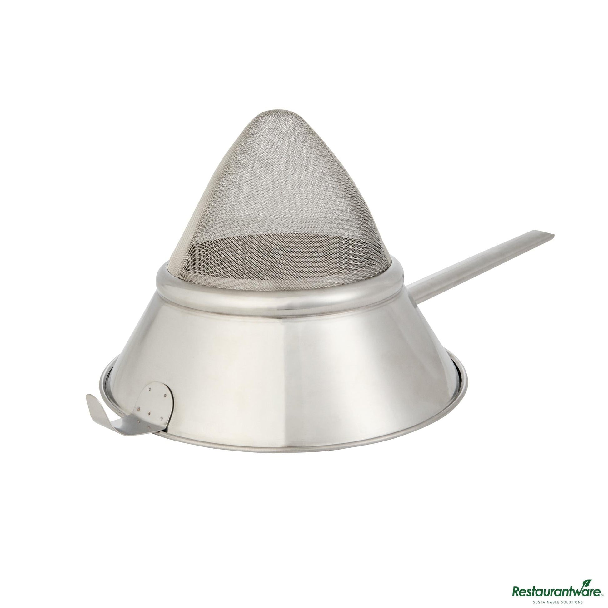 Wholesale Restaurantware Stainless Steel Bouillon / Chinois Strainer - Extra Fine Mesh - 22.8x10.2x7.5"- Bulk