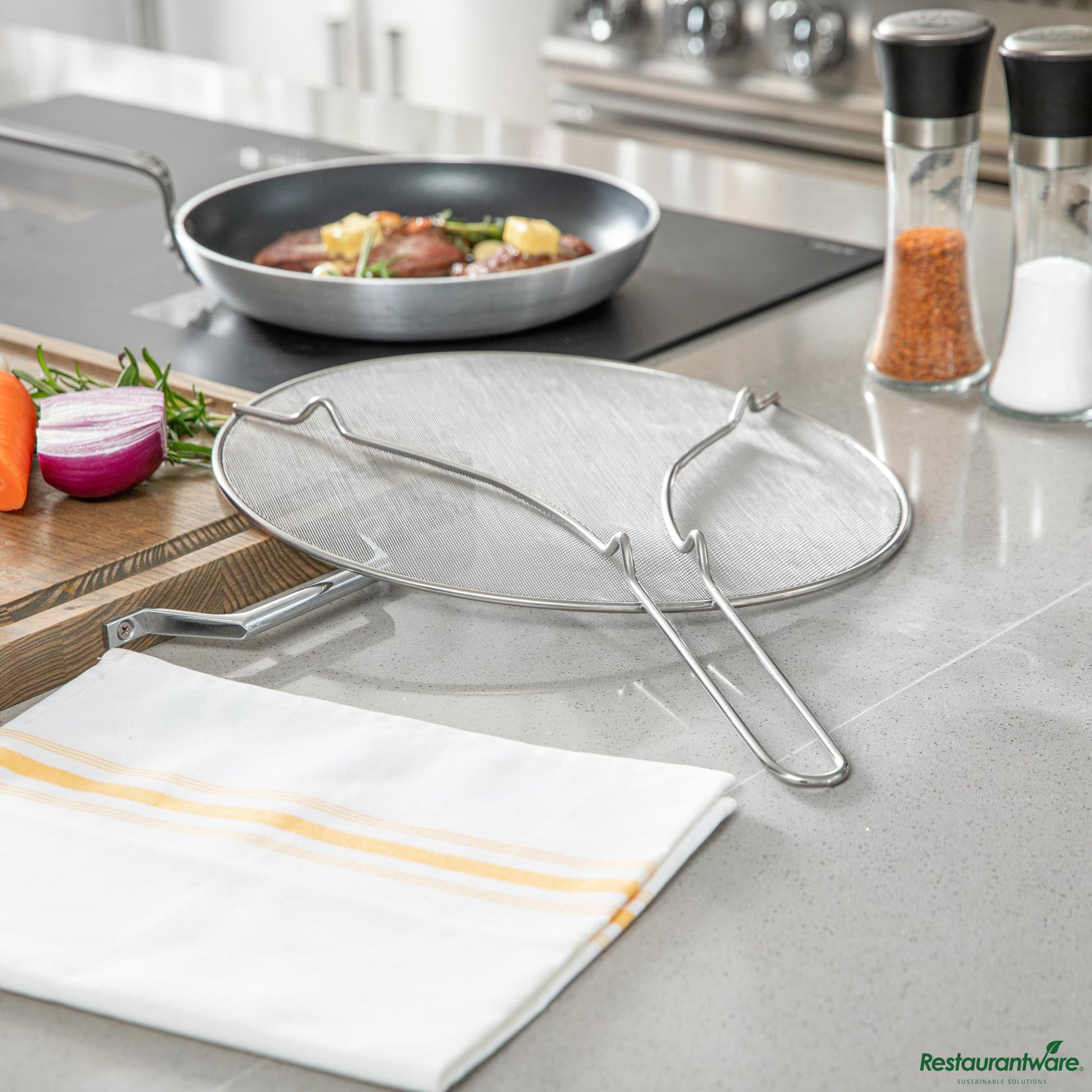 Wholesale Restaurantware Stainless Steel Splatter Screen - with Resting Feet - 18.7" X 13" X 1"- Bulk