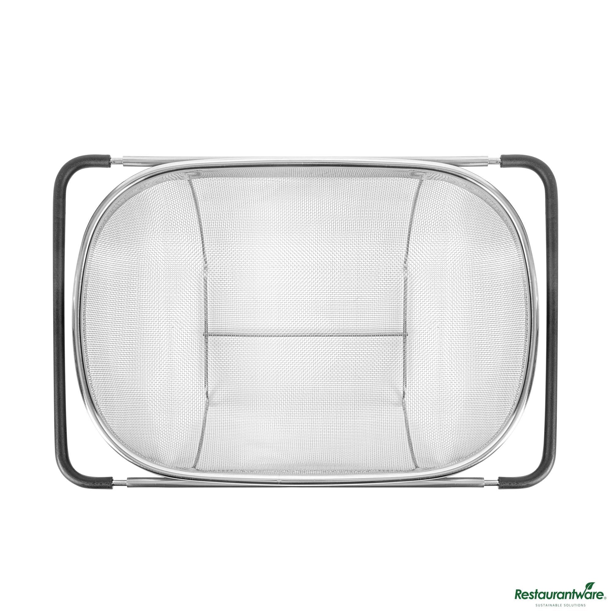 Wholesale Restaurantware 6 Qt Stainless Steel over-the-Sink Colander - Expandable Handles - 14.2" X 9.6" X 4.3"- Bulk