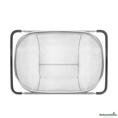 Wholesale Restaurantware 6 Qt Stainless Steel over-the-Sink Colander - Expandable Handles - 14.2" X 9.6" X 4.3"- Bulk