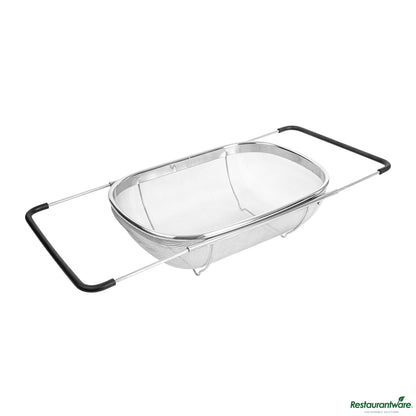 Wholesale Restaurantware 6 Qt Stainless Steel over-the-Sink Colander - Expandable Handles - 14.2" X 9.6" X 4.3"- Bulk