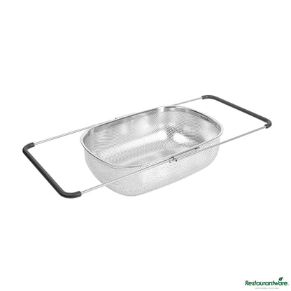 Wholesale Restaurantware 6 Qt Stainless Steel over-the-Sink Colander - Expandable Handles - 14.6" X 10.4" X 4.5"- Bulk