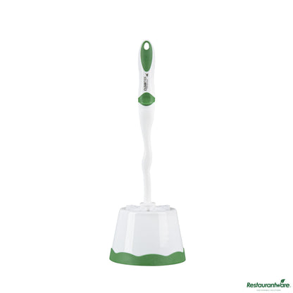 Wholesale Restaurantware Green and White Toilet Bowl Brush - with Caddy - 15.7" X 4.9" X 4.9"- Bulk
