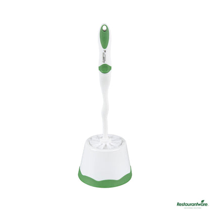 Wholesale Restaurantware Green and White Toilet Bowl Brush - with Caddy - 15.7" X 4.9" X 4.9"- Bulk