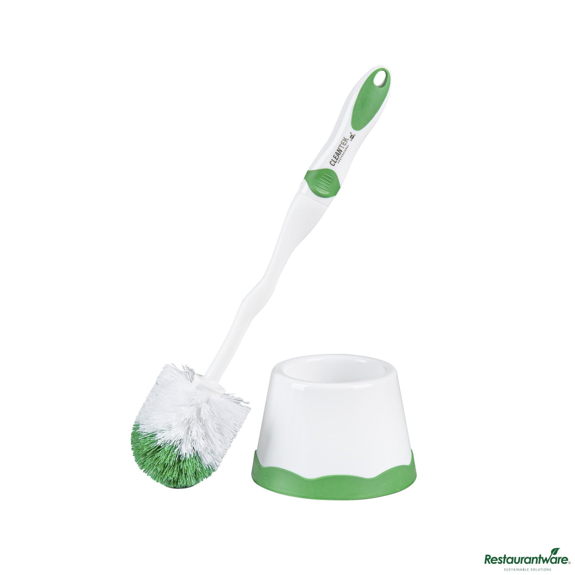 Wholesale Restaurantware Green and White Toilet Bowl Brush - with Caddy - 15.7" X 4.9" X 4.9"- Bulk