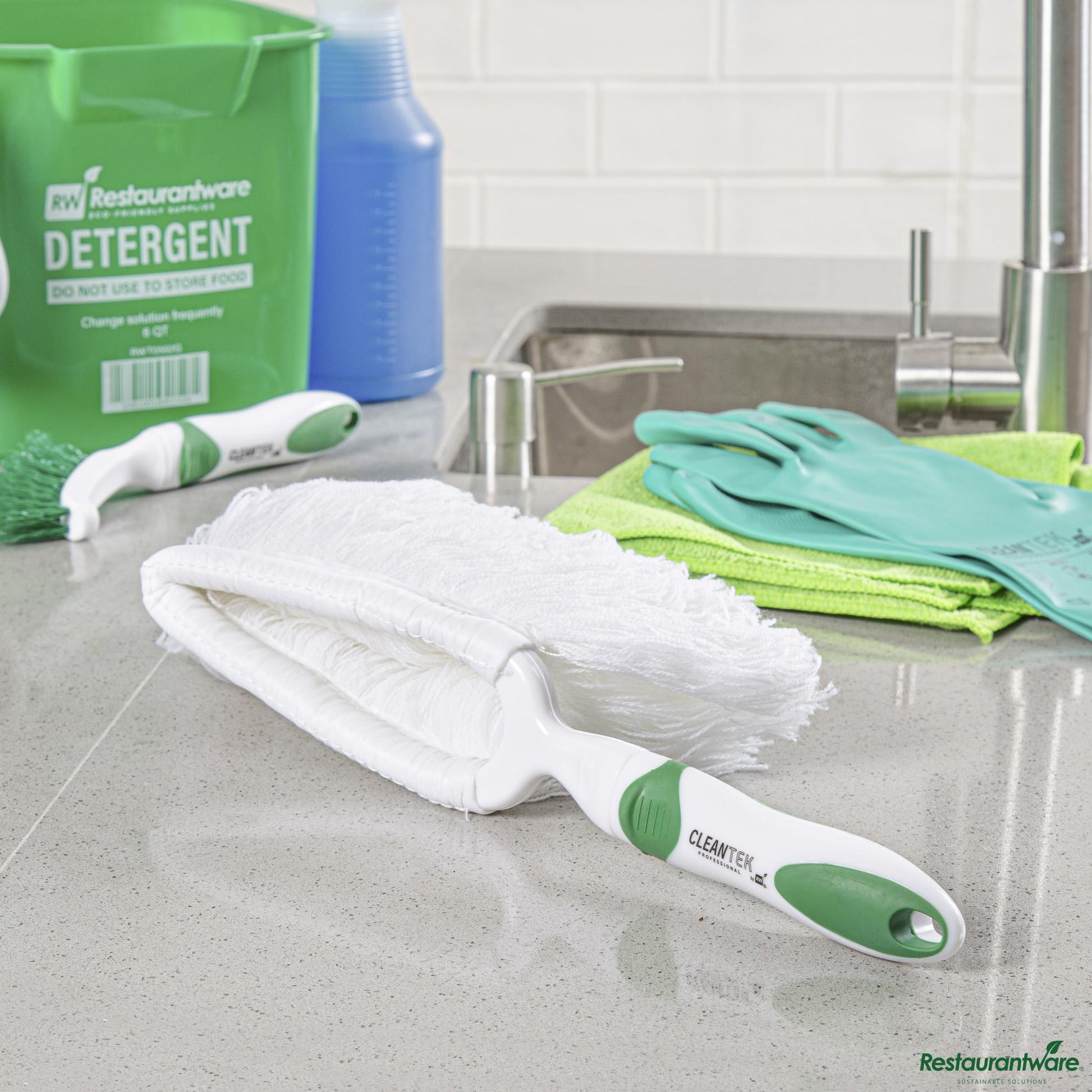 Wholesale Restaurantware Green and White Multipurpose Cotton Duster - Washable - 13.8" X 2.2" X 2.6"- Bulk