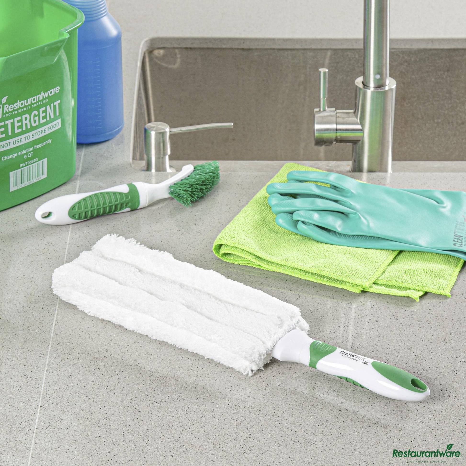 Wholesale Restaurantware Green and White Flat Cotton Duster - Washable - 14.8" X 3.5" X 1.1"- Bulk