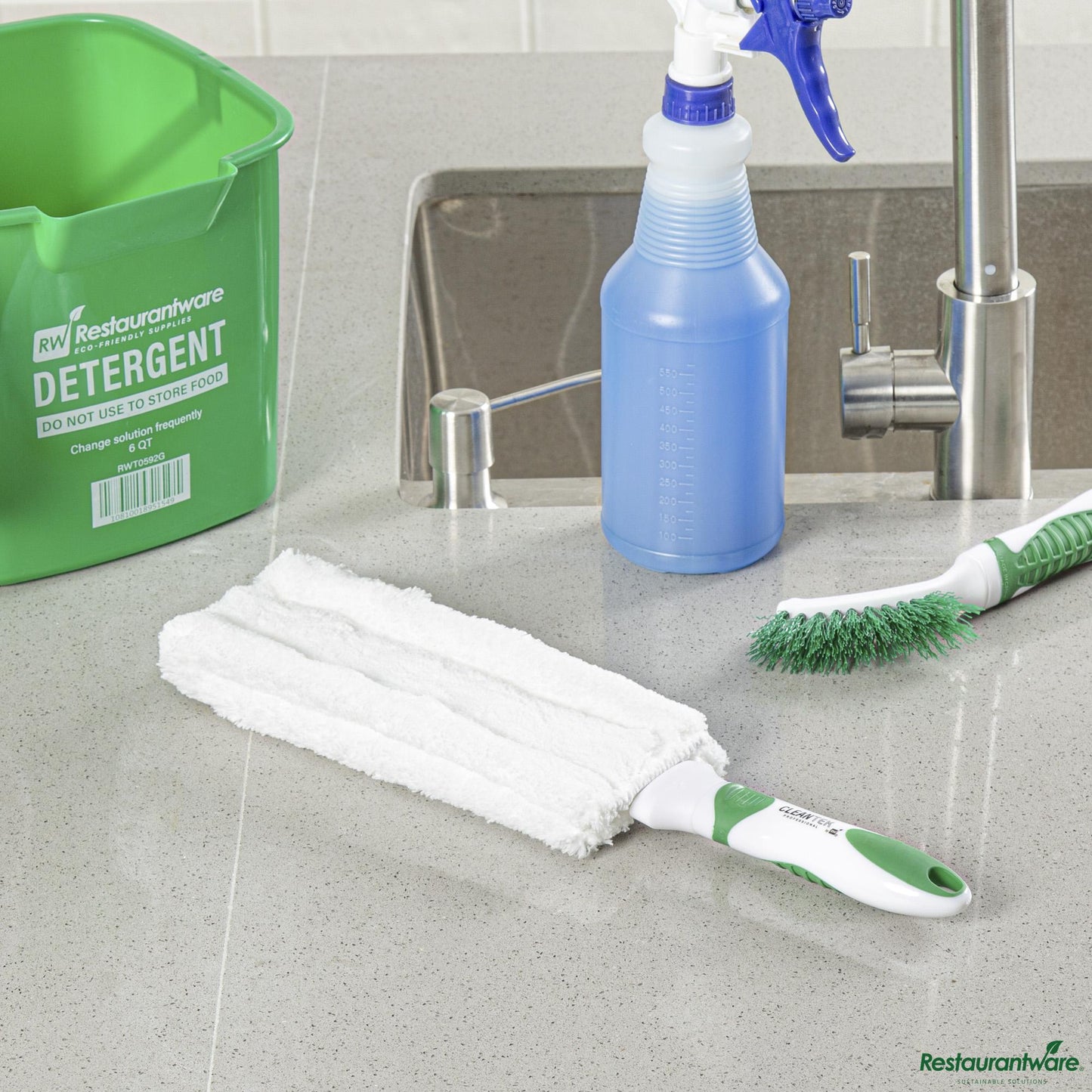 Wholesale Restaurantware Green and White Flat Cotton Duster - Washable - 14.8" X 3.5" X 1.1"- Bulk