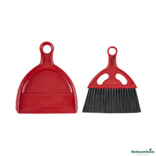 Wholesale Restaurantware Red and Black Mini Dustpan and Brush Set - 8.1" X 6.7" X 1"- Bulk