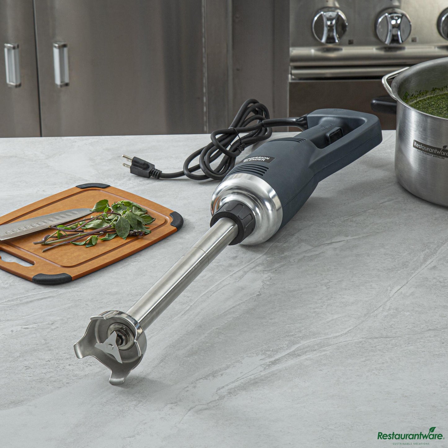 Wholesale Restaurantware Blue Immersion Blender - with 16" Shaft, Variable Speed, 1 Hp - 23.8"×11.2"×5"- Bulk