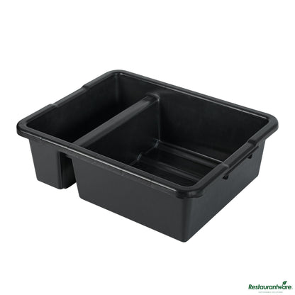 Wholesale Restaurantware Black Polypropylene Bus Tub / Bus Box - Divided, Deep, Easy Grip - 21.3" X 16.7" X 7.1"- Bulk