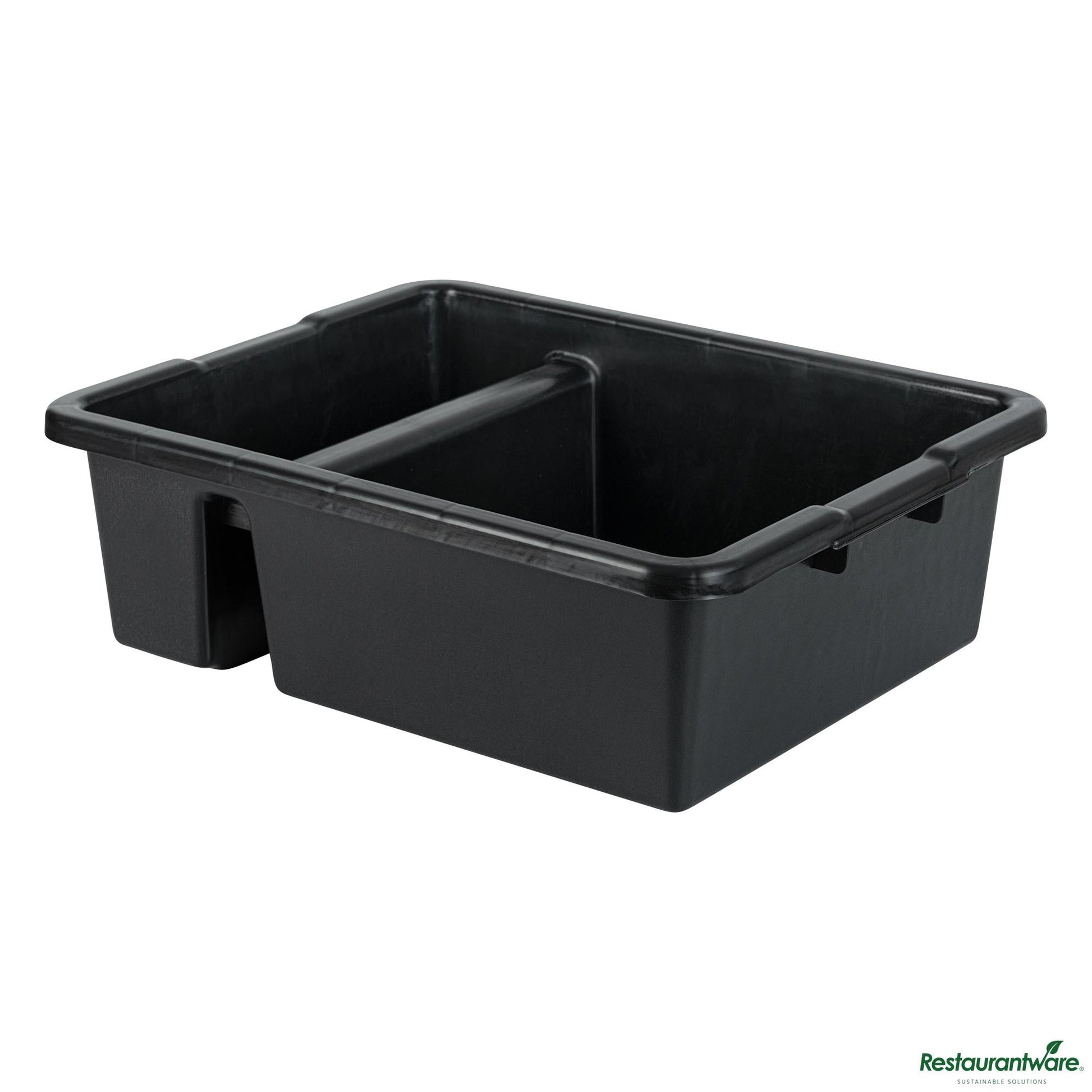 Wholesale Restaurantware Black Polypropylene Bus Tub / Bus Box - Divided, Deep, Easy Grip - 21.3" X 16.7" X 7.1"- Bulk