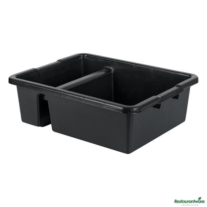 Wholesale Restaurantware Black Polypropylene Bus Tub / Bus Box - Divided, Deep, Easy Grip - 21.3" X 16.7" X 7.1"- Bulk