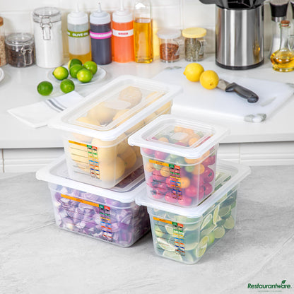 Wholesale Restaurantware 4-Piece Translucent Polypropylene Food Pan Set - 6" Deep - 16.3" X 14" X 7.9"- Bulk