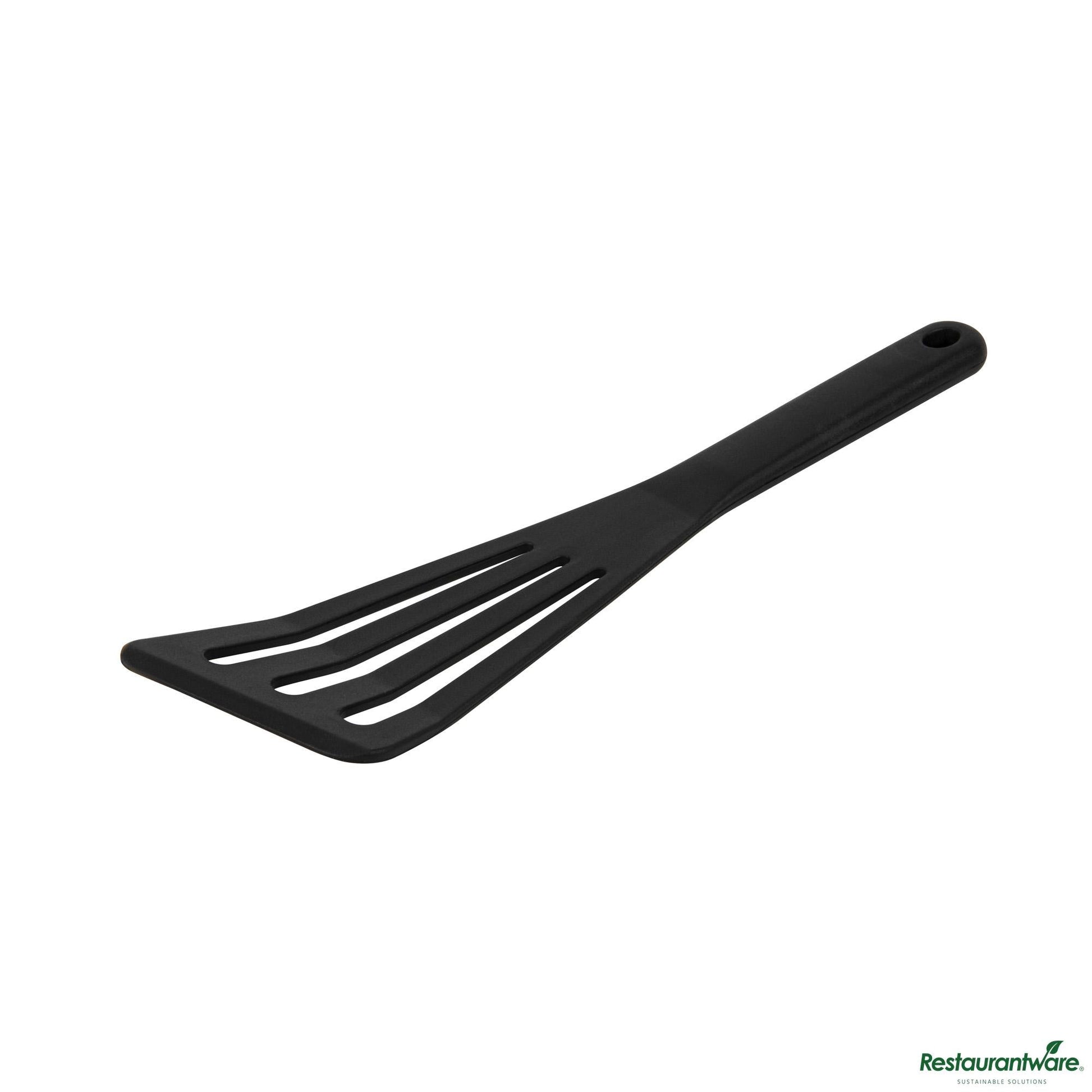 Wholesale Restaurantware Black Silicone High Temperature Slotted Turner / Spatula - 12.3" X 3.5" X 0.5"- Bulk