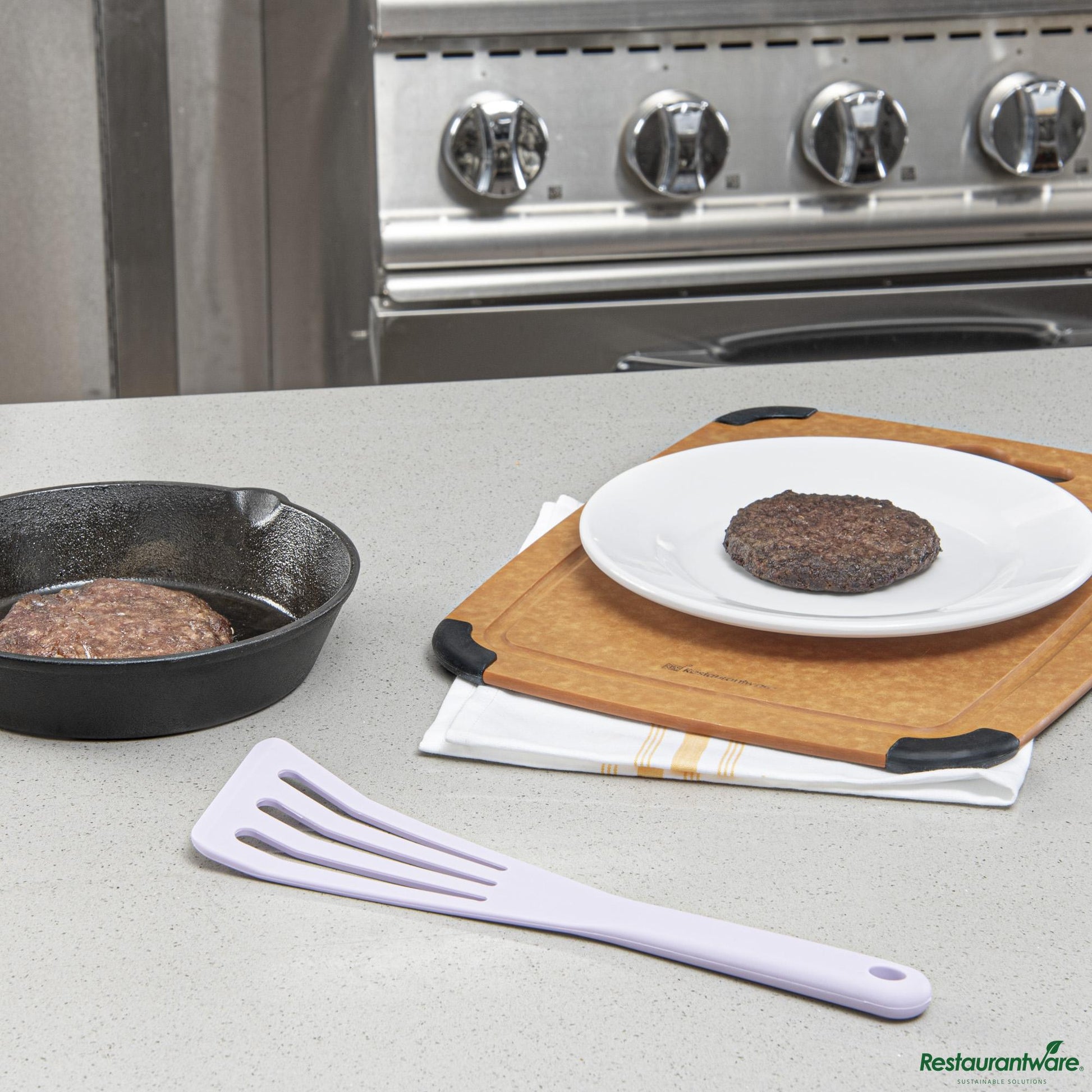 Wholesale Restaurantware Purple Silicone High Temperature Slotted Turner / Spatula - 12.3" X 3.5" X 0.5"- Bulk
