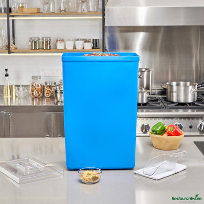 Wholesale Restaurantware 10 Gal / 160 Cup Blue Plastic Ingredient Bin - 15.1" X 9.1" X 23.1"- Bulk