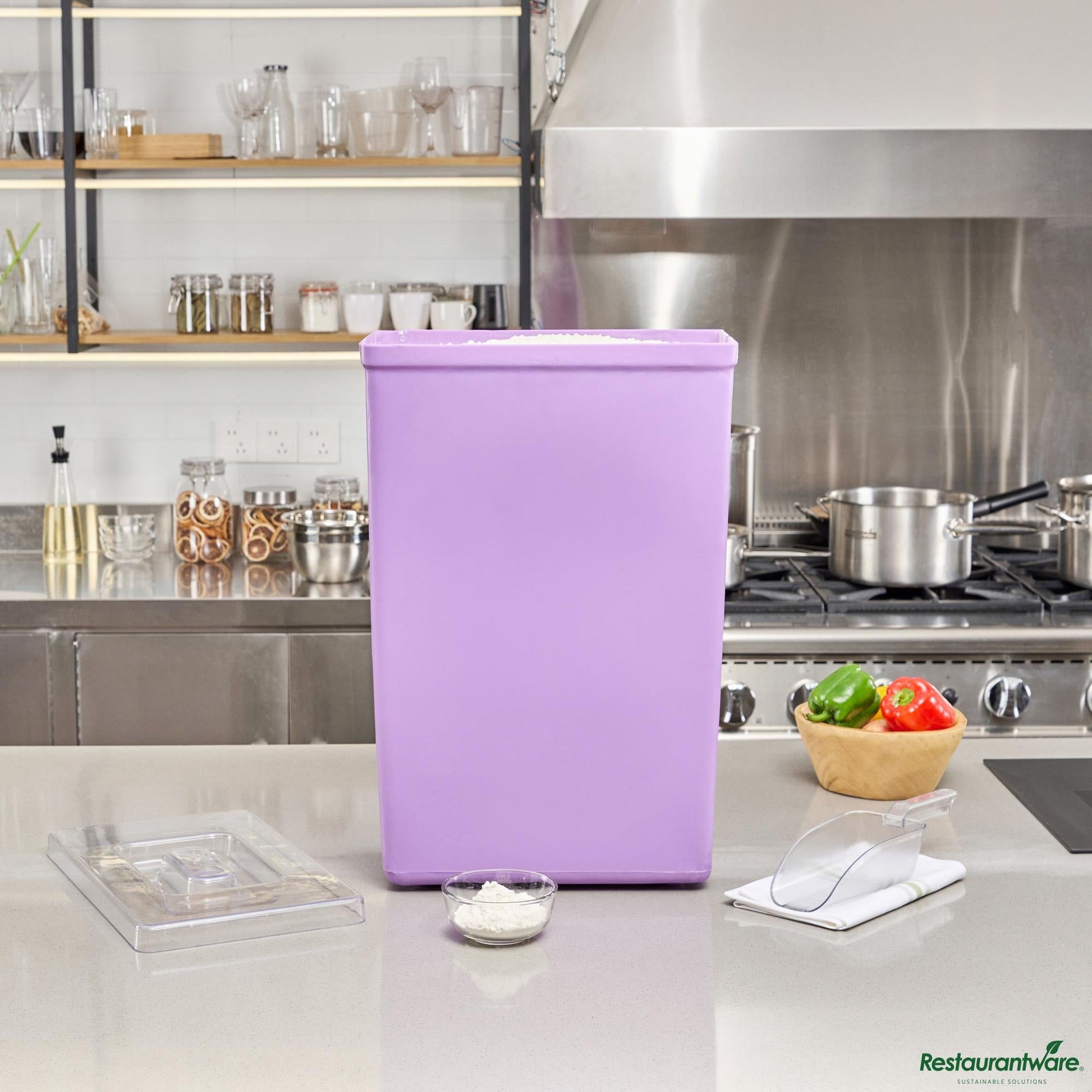 Wholesale Restaurantware 10 Gal / 160 Cup Blue Plastic Ingredient Bin - 15.1" X 9.1" X 23.1"- Bulk