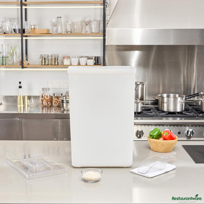 Wholesale Restaurantware 10 Gal / 160 Cup White Plastic Ingredient Bin - 15.1" X 9.1" X 23.1"- Bulk