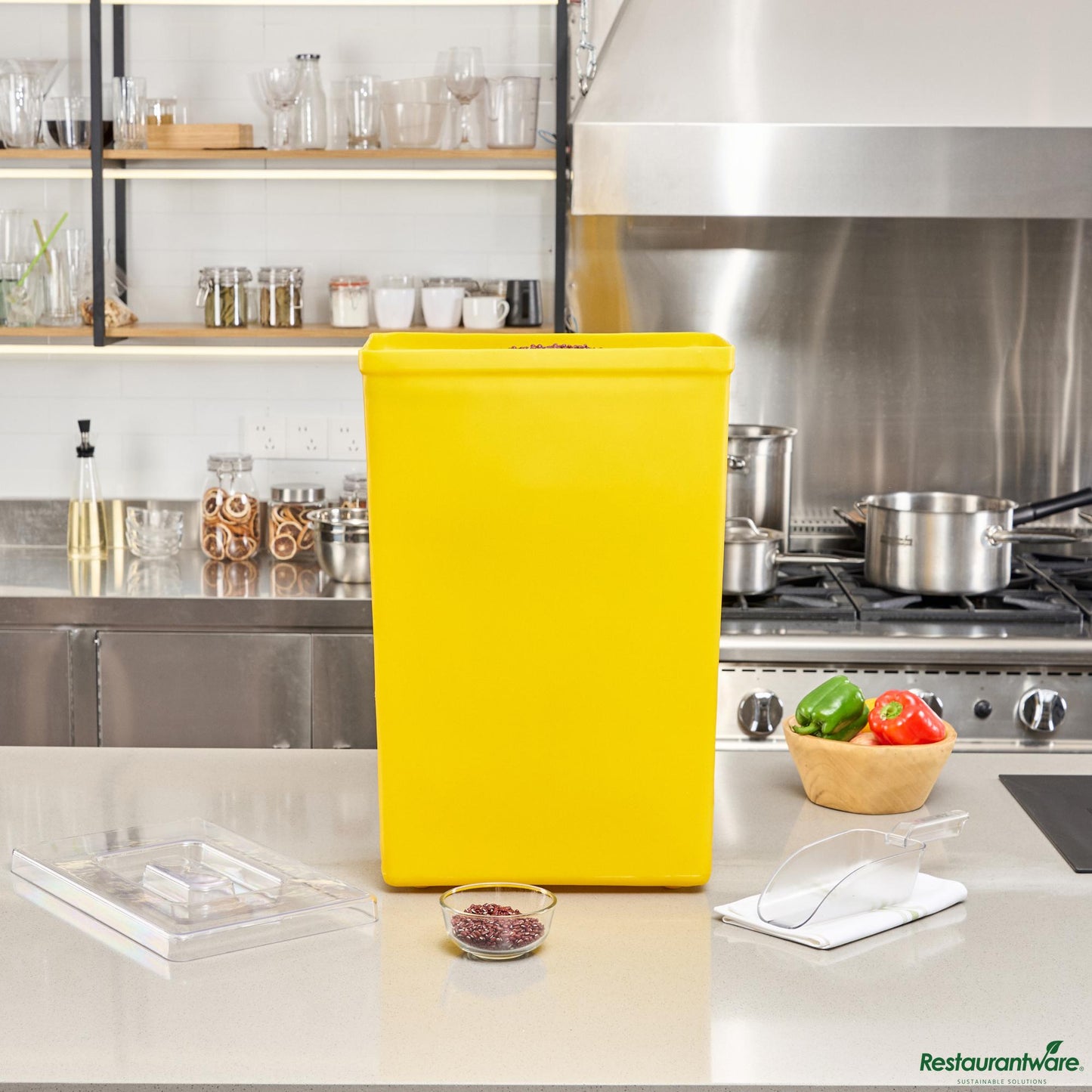 Wholesale Restaurantware 10 Gal / 160 Cup White Plastic Ingredient Bin - 15.1" X 9.1" X 23.1"- Bulk