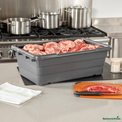 Wholesale Restaurantware Dark Gray Meat Lug / Tote Box - 24.8" X 15.7" X 8.7"- Bulk