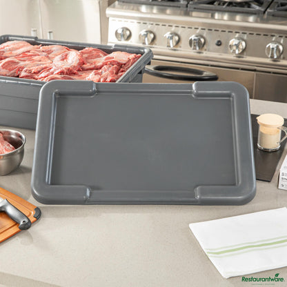 Wholesale Restaurantware Dark Gray Recessed Lid - Fits Meat Lug / Tote Box - 25" X 16" X 0.8"- Bulk