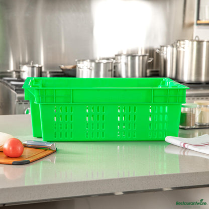 Wholesale Restaurantware Green Vented Agricultural Crate - 23.6" X 15.7" X 7.9"- Bulk