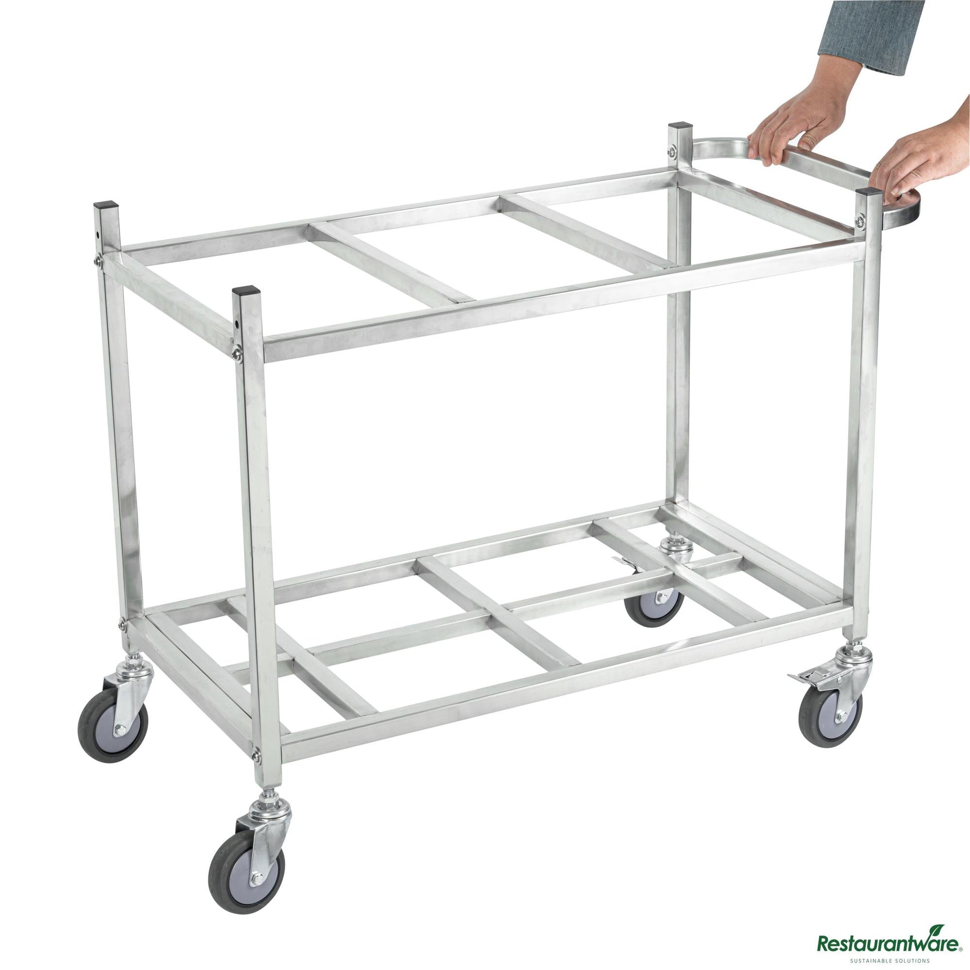 Wholesale Restaurantware Stainless Steel Triple Ingredient Bin Cart - Fits Three 10-Gallon Bins - 36.5" X 16.9" X 28.7"- Bulk