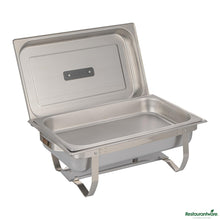 Wholesale Restaurantware 8 Qt Rectangle Stainless Steel Full Size Chafer - with Folding Frame - 23.6"×14"×8.5"- Bulk