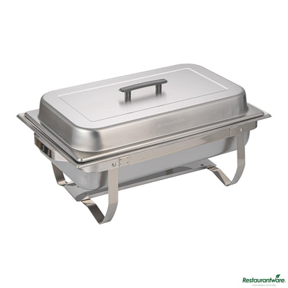 Wholesale Restaurantware 8 Qt Rectangle Stainless Steel Full Size Chafer - with Folding Frame - 23.6"×14"×8.5"- Bulk