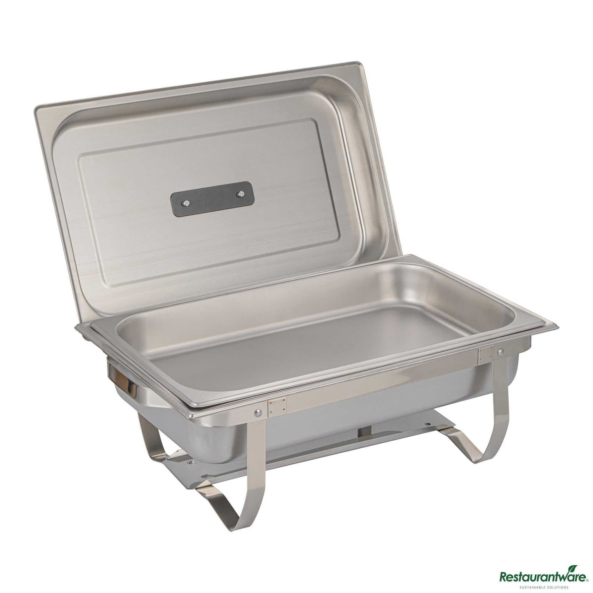 Wholesale Restaurantware 8 Qt Rectangle Stainless Steel Full Size Chafer - with Folding Frame - 23.6"×14"×8.5"- Bulk