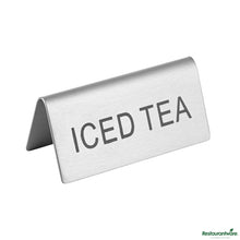 Wholesale Restaurantware Double-Sided Stainless Steel "Iced Tea" Table Tent Sign - 3"×1.2"×1.4"- Bulk