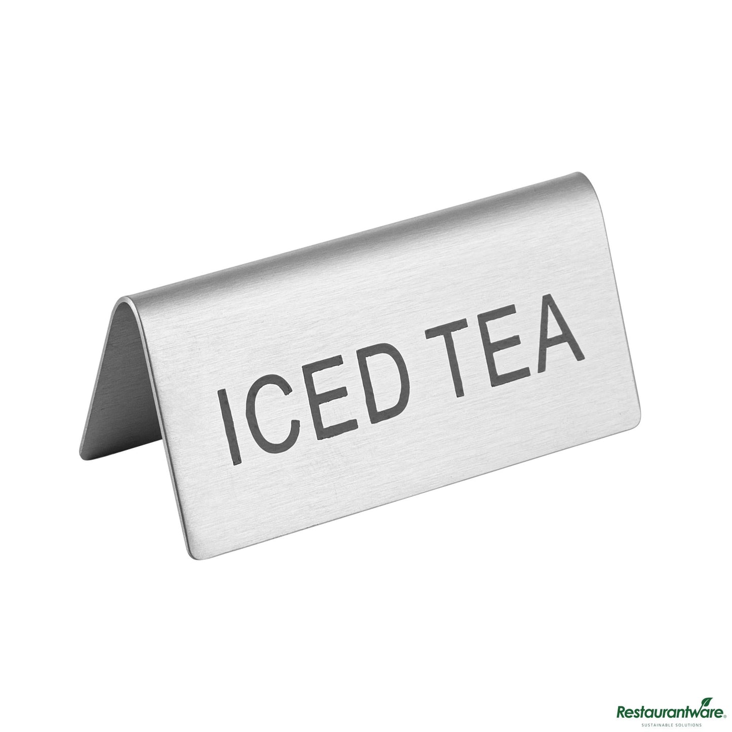 Wholesale Restaurantware Double-Sided Stainless Steel "Iced Tea" Table Tent Sign - 3"×1.2"×1.4"- Bulk