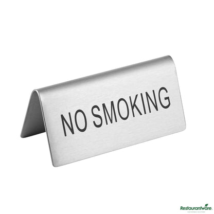 Wholesale Restaurantware Double-Sided Stainless Steel "No Smoking" Table Tent Sign - 3"×1.2"×1.4"- Bulk