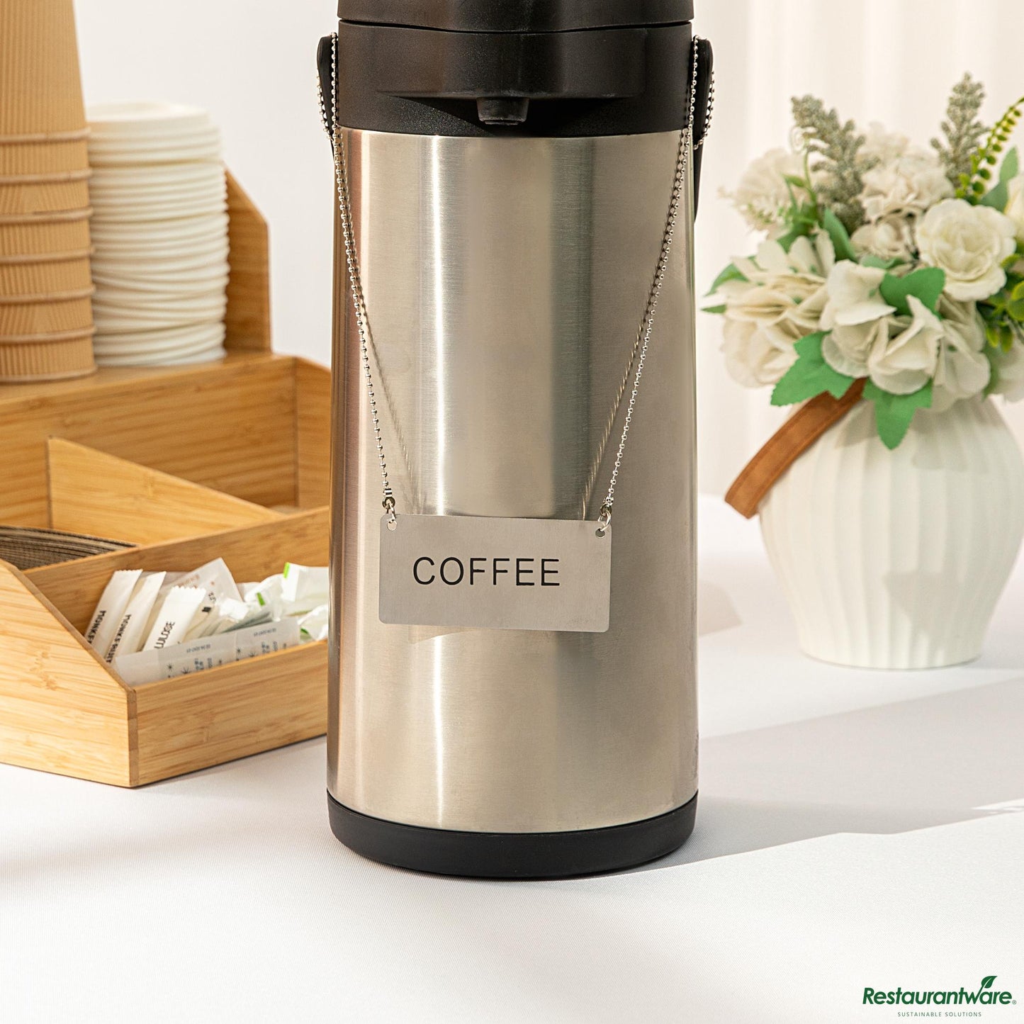 Wholesale Restaurantware Stainless Steel Coffee Chafer Urn Chain - with "Coffee" Label - 3.5"×1.7"×0.03"- Bulk