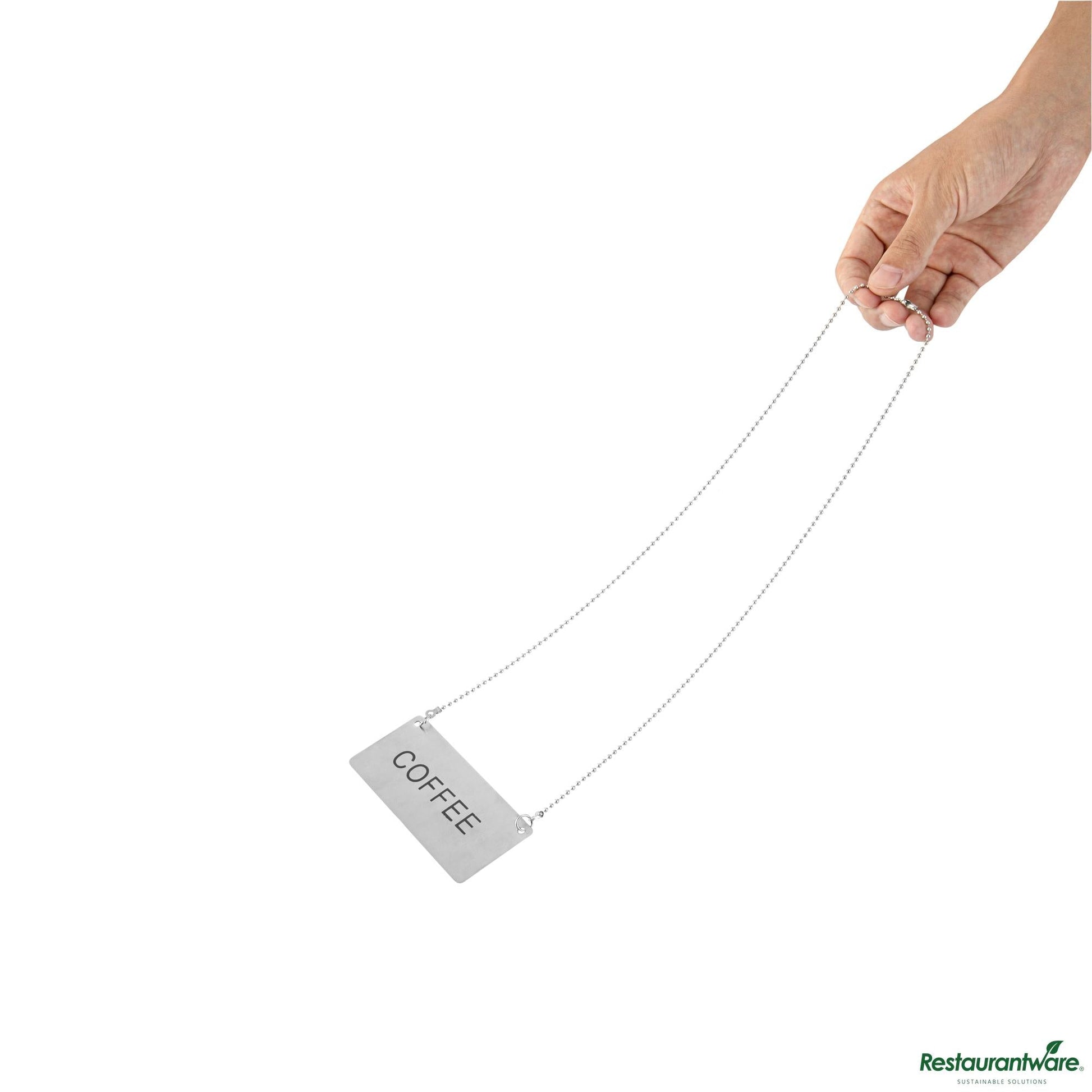 Wholesale Restaurantware Stainless Steel Coffee Chafer Urn Chain - with "Coffee" Label - 3.5"×1.7"×0.03"- Bulk