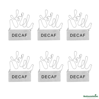 Wholesale Restaurantware Stainless Steel Coffee Chafer Urn Chain - with "Decaf" Label - 3.5"×1.7"×0.03"- Bulk