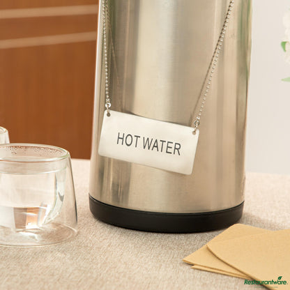 Wholesale Restaurantware Stainless Steel Coffee Chafer Urn Chain - with "Hot Water" Label - 3.5"×1.7"×0.03"- Bulk