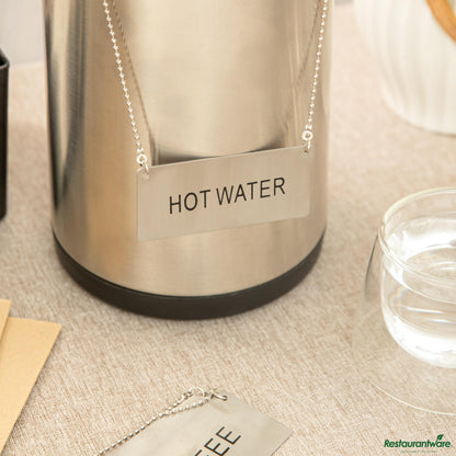 Wholesale Restaurantware Stainless Steel Coffee Chafer Urn Chain - with "Hot Water" Label - 3.5"×1.7"×0.03"- Bulk