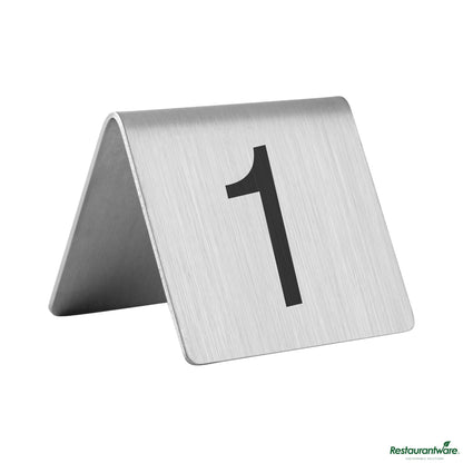 Wholesale Restaurantware Stainless Steel Number Table Tents - 1 to 25 - 3"×2.6"×5"- Bulk