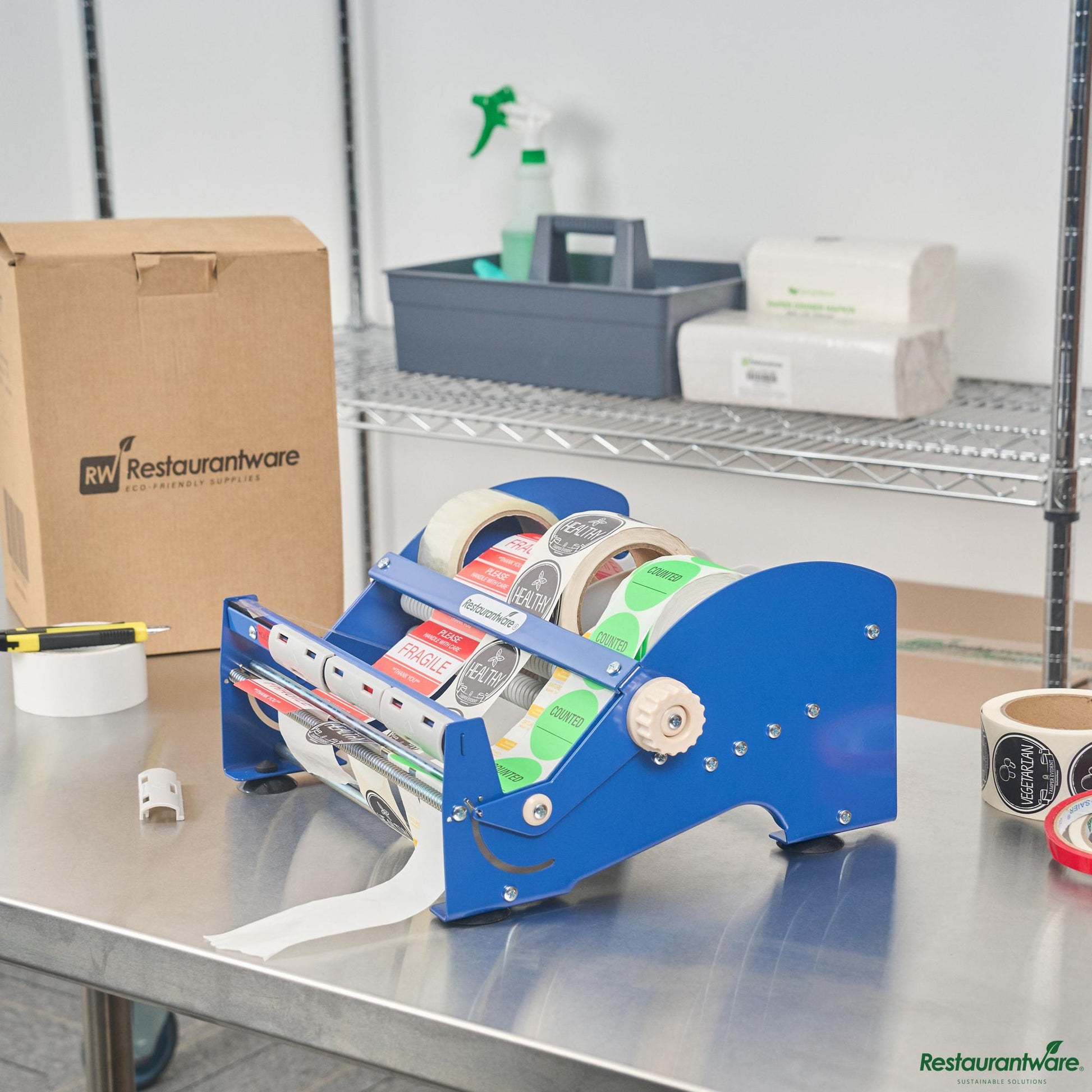 Wholesale Restaurantware Manual Multi-Roll Tape and Label Dispenser - 12" Working Width - 14.6" X 13.3" X 7"- Bulk