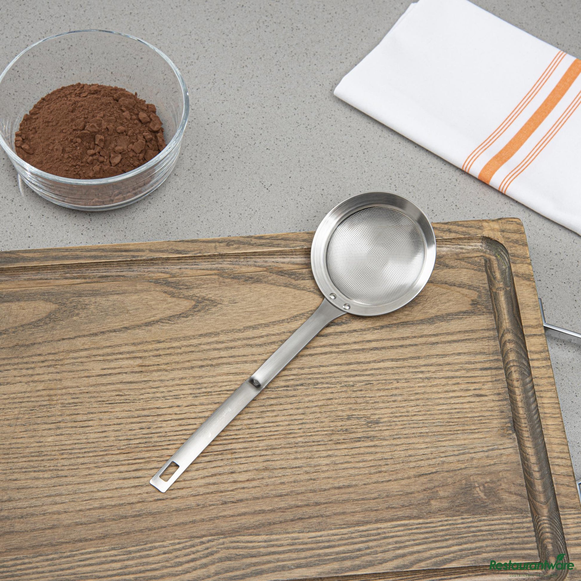 Wholesale Restaurantware Stainless Steel Fine Mesh Strainer - 10.8"×3.5"×0.7"- Bulk