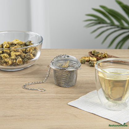 Wholesale Restaurantware Stainless Steel Fine Mesh Loose Leaf Tea / Spice Ball Infuser - 2"×2"×1.8"- Bulk