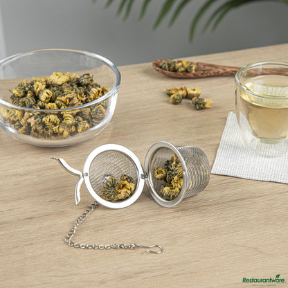 Wholesale Restaurantware Stainless Steel Fine Mesh Loose Leaf Tea / Spice Ball Infuser - 2"×2"×1.8"- Bulk