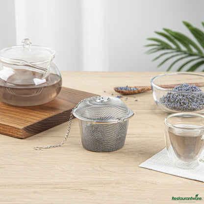 Wholesale Restaurantware Stainless Steel Large Fine Mesh Loose Leaf Tea / Spice Infuser - 3.3"×3.3"×3"- Bulk
