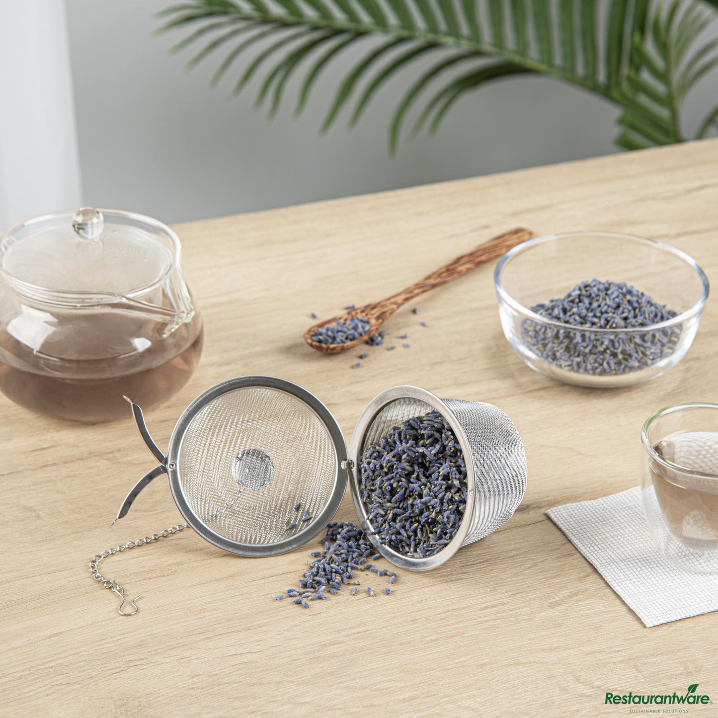 Wholesale Restaurantware Stainless Steel Large Fine Mesh Loose Leaf Tea / Spice Infuser - 3.3"×3.3"×3"- Bulk