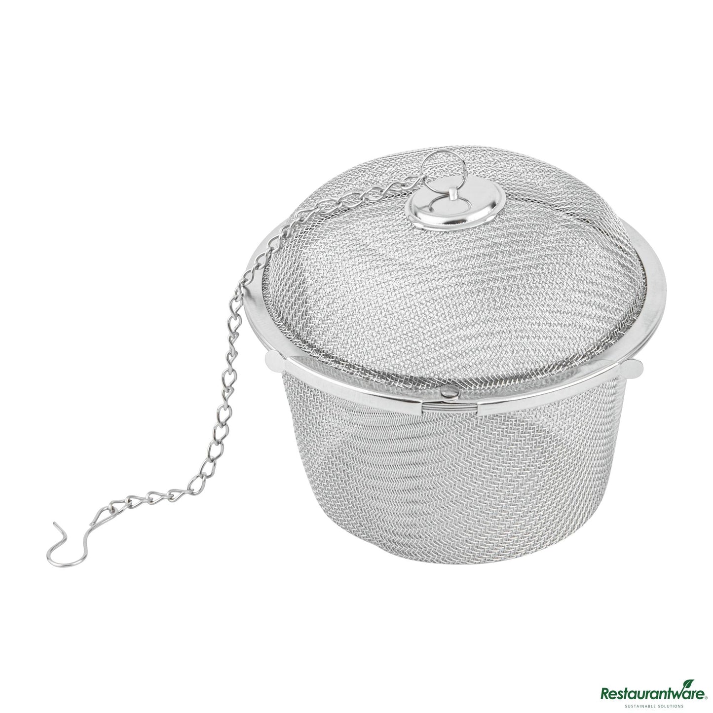 Wholesale Restaurantware Stainless Steel Large Fine Mesh Loose Leaf Tea / Spice Infuser - 3.3"×3.3"×3"- Bulk