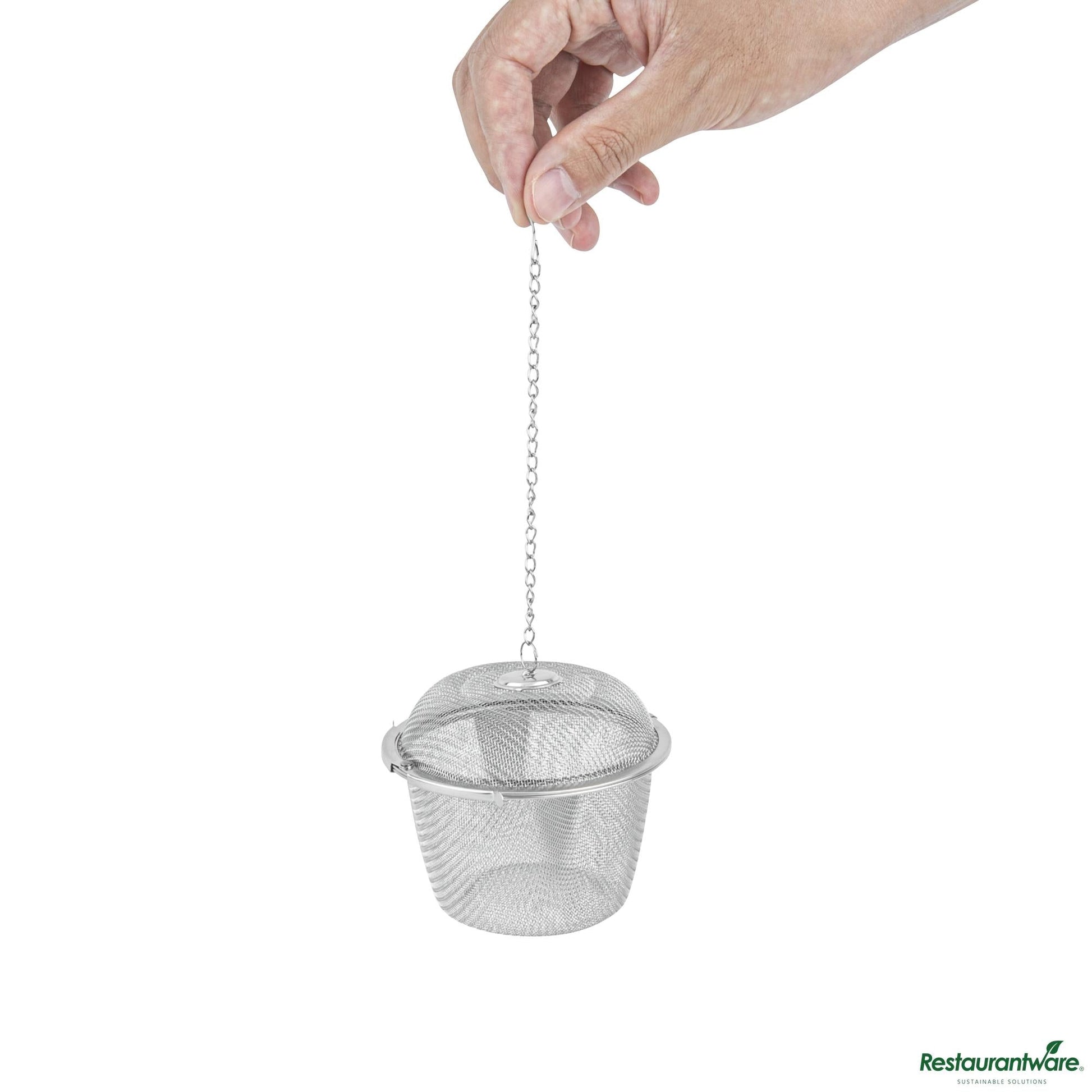 Wholesale Restaurantware Stainless Steel Large Fine Mesh Loose Leaf Tea / Spice Infuser - 3.3"×3.3"×3"- Bulk