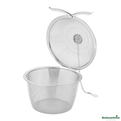 Wholesale Restaurantware Stainless Steel Extra Large Fine Mesh Loose Leaf Tea / Spice Infuser - 4.3"×4.3"×3.5"- Bulk